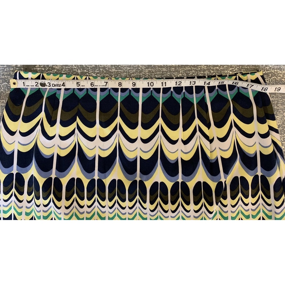 Talbots Women's Size 12 Blue Yellow Green Abstract Print Skirt - Picture 4 of 8
